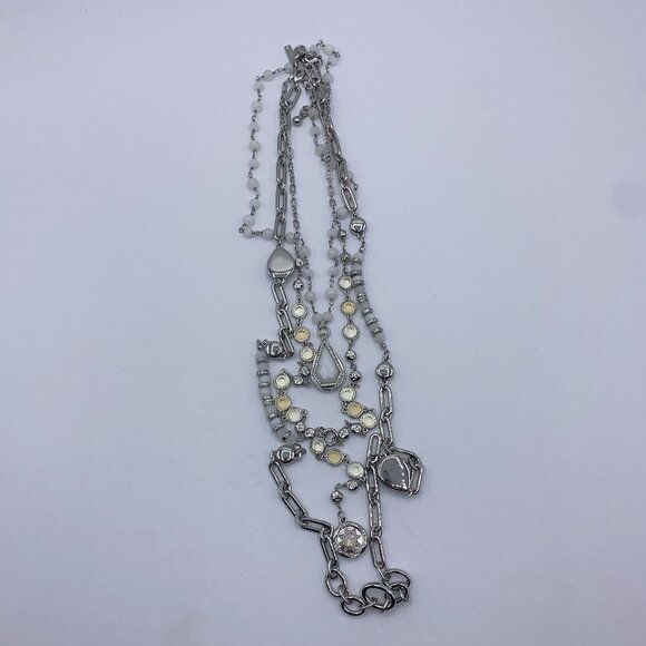 White House Black Market Layered Multi-Strand Silver-Tone Necklace - Picture 3 of 4